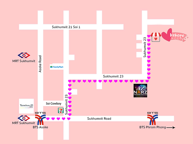 Location Map at Kokoro Massage Bangkok