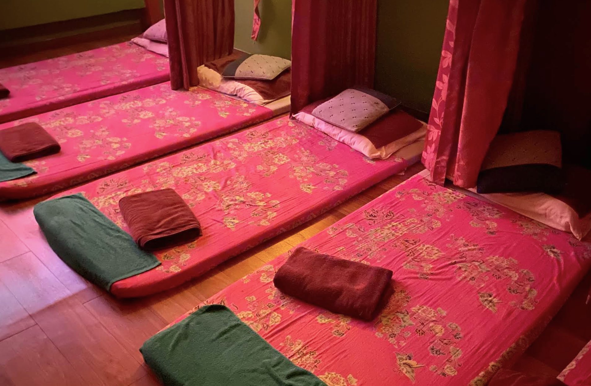 Floor mats prepared for treatment at May Massage